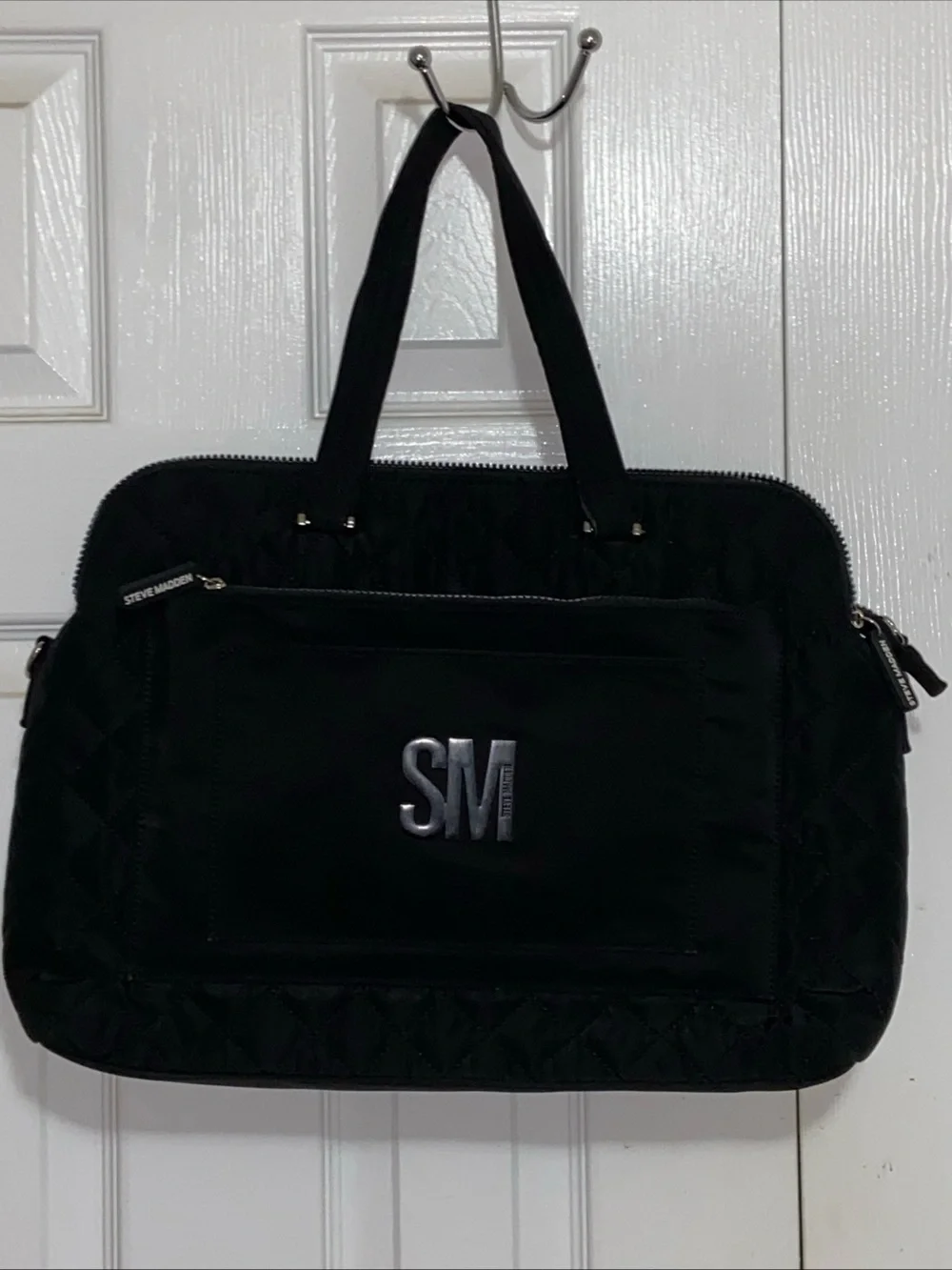 Steve Madden Black Quilted Carryall Tote
